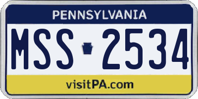PA license plate MSS2534