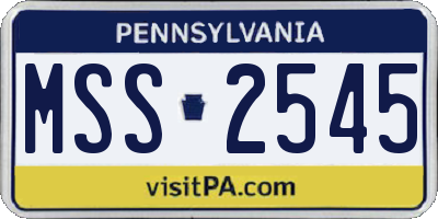 PA license plate MSS2545
