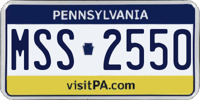 PA license plate MSS2550