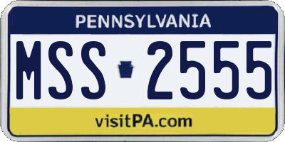 PA license plate MSS2555