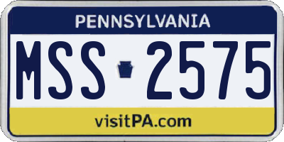 PA license plate MSS2575