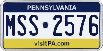 PA license plate MSS2576