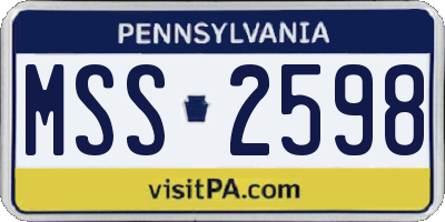 PA license plate MSS2598
