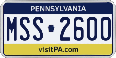PA license plate MSS2600