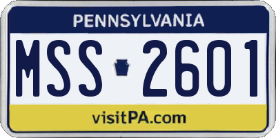 PA license plate MSS2601