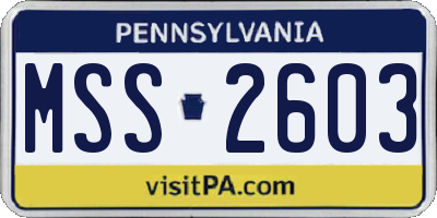 PA license plate MSS2603