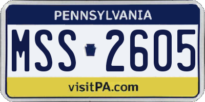 PA license plate MSS2605