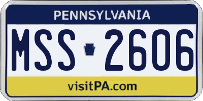 PA license plate MSS2606