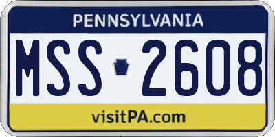 PA license plate MSS2608