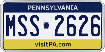 PA license plate MSS2626