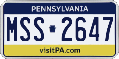 PA license plate MSS2647