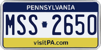 PA license plate MSS2650