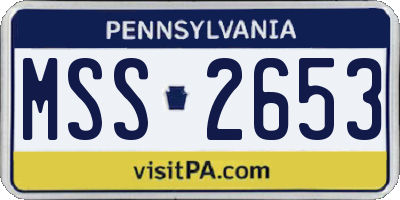 PA license plate MSS2653