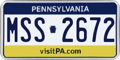 PA license plate MSS2672