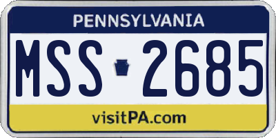 PA license plate MSS2685
