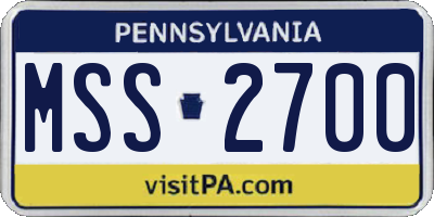 PA license plate MSS2700