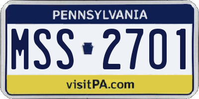 PA license plate MSS2701