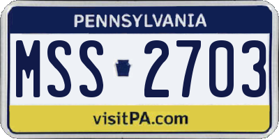 PA license plate MSS2703