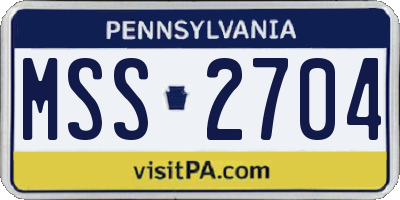 PA license plate MSS2704