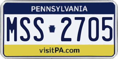 PA license plate MSS2705
