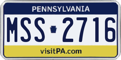 PA license plate MSS2716