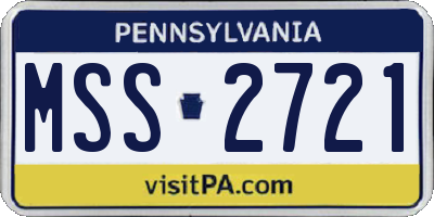 PA license plate MSS2721