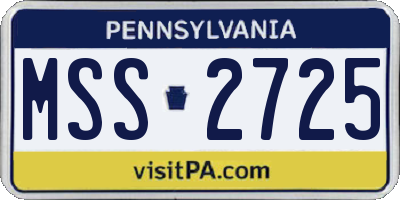 PA license plate MSS2725