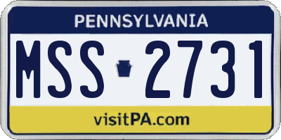PA license plate MSS2731