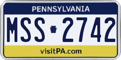 PA license plate MSS2742