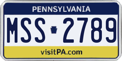 PA license plate MSS2789