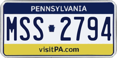 PA license plate MSS2794