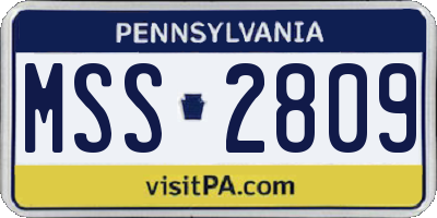 PA license plate MSS2809