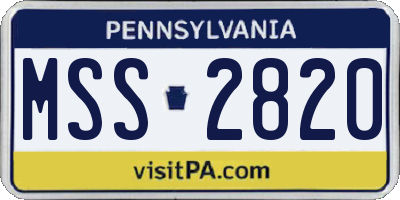 PA license plate MSS2820