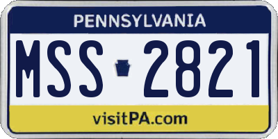 PA license plate MSS2821