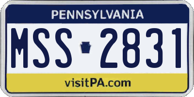 PA license plate MSS2831