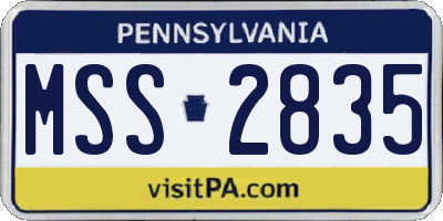PA license plate MSS2835