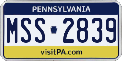 PA license plate MSS2839