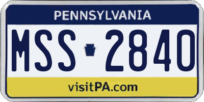 PA license plate MSS2840