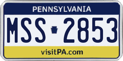 PA license plate MSS2853