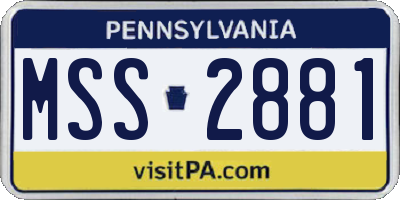 PA license plate MSS2881