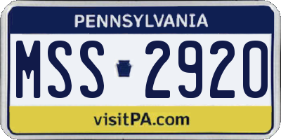 PA license plate MSS2920