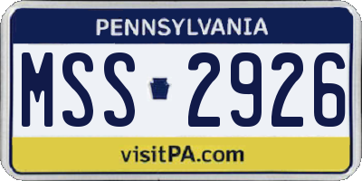 PA license plate MSS2926