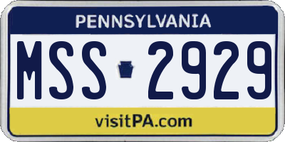 PA license plate MSS2929