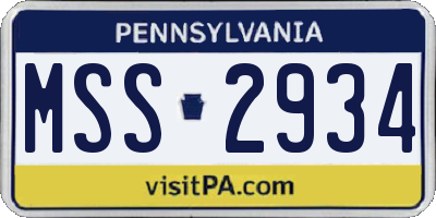 PA license plate MSS2934