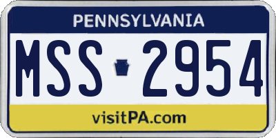 PA license plate MSS2954
