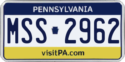 PA license plate MSS2962