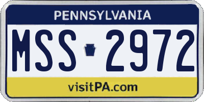 PA license plate MSS2972