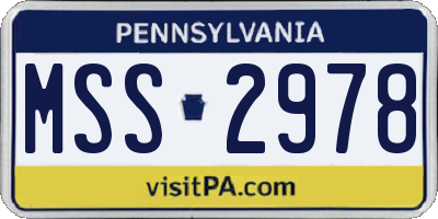 PA license plate MSS2978