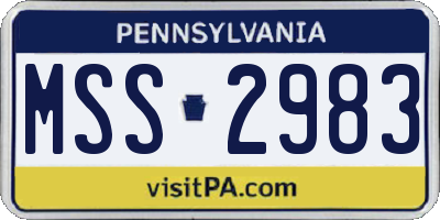 PA license plate MSS2983