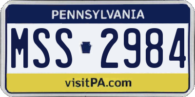 PA license plate MSS2984